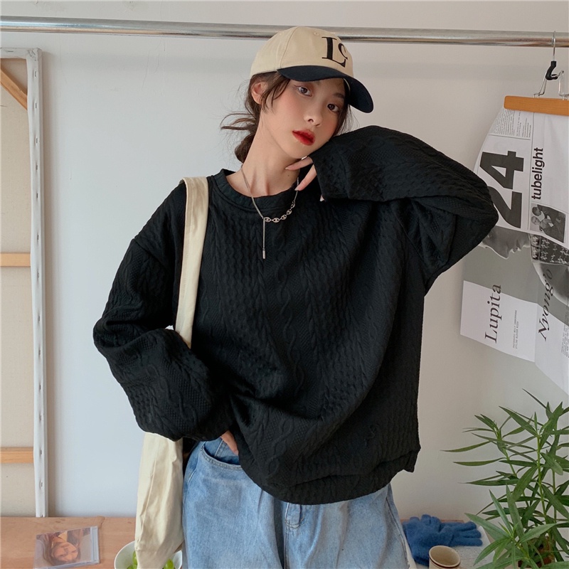 Áo Sweater Màu Trơn Dáng Rộng Phong Cách Cổ Điển Thời Trang Hàn Quốc Cho Nữ Xiaozhainv | BigBuy360 - bigbuy360.vn