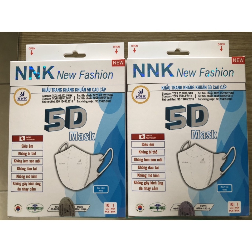 Khẩu trang kháng khuẩn 5D cao cấp NNK - hộp 10 cái