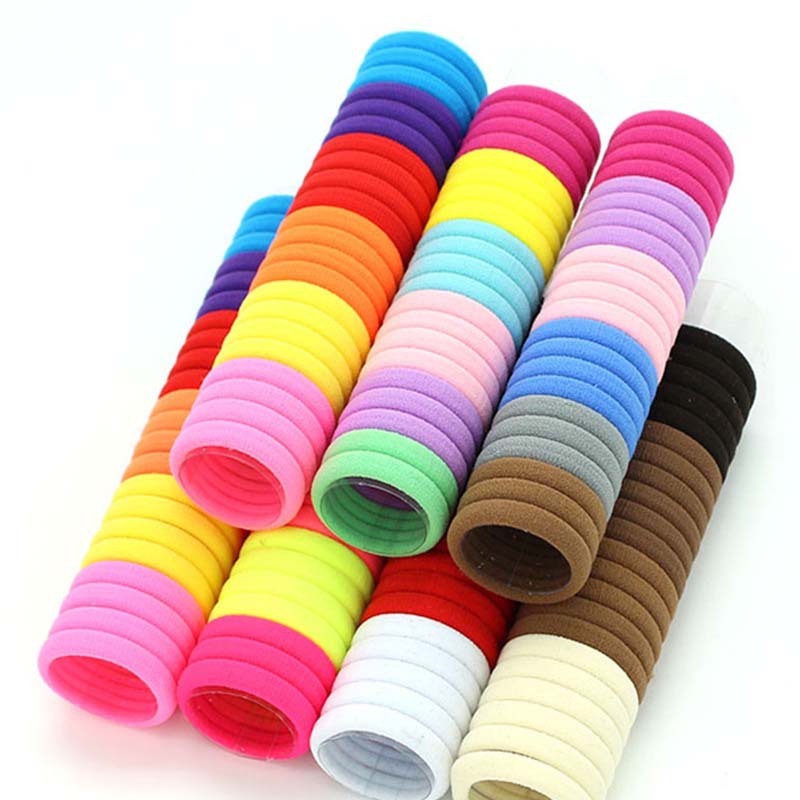 Set 50 dây buộc tóc co giãn màu sắc ngọt ngào thiết kế đơn giản thời trang cho nữ