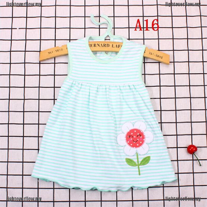Đầm sát nách vải cotton dáng chữ a thiết kế dễ thương cho bé sơ sinh từ 0-24 tháng tuổi