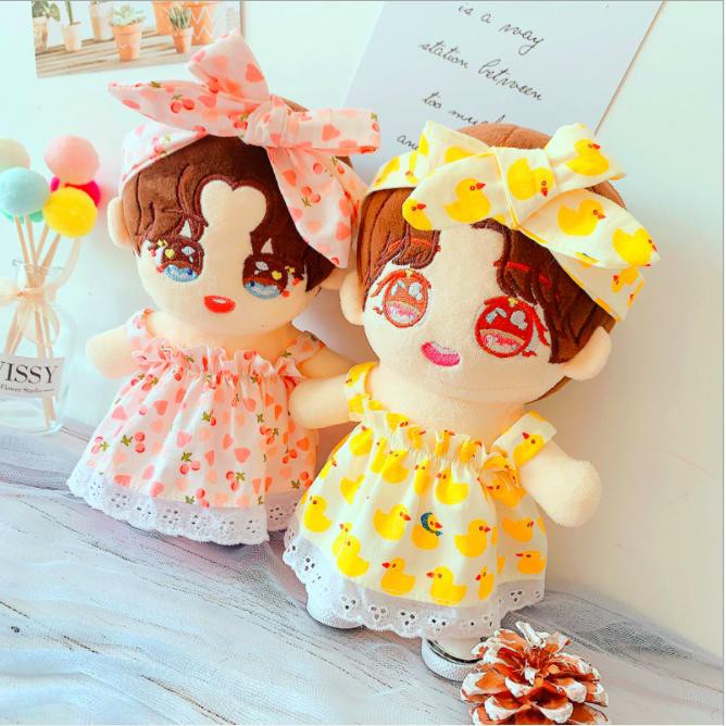 Set váy ngủ kèm băng đô cho doll 20-22cm