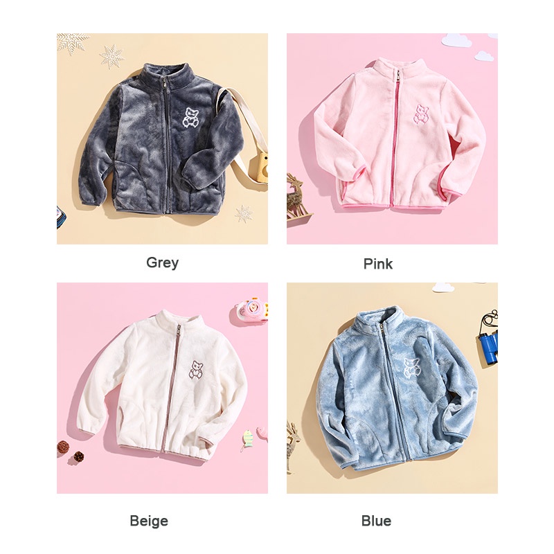 Áo khoác IQ ANGEL chất liệu cotton kiểu cổ đứng lót nhung dày giữ ấm thời trang cho bé