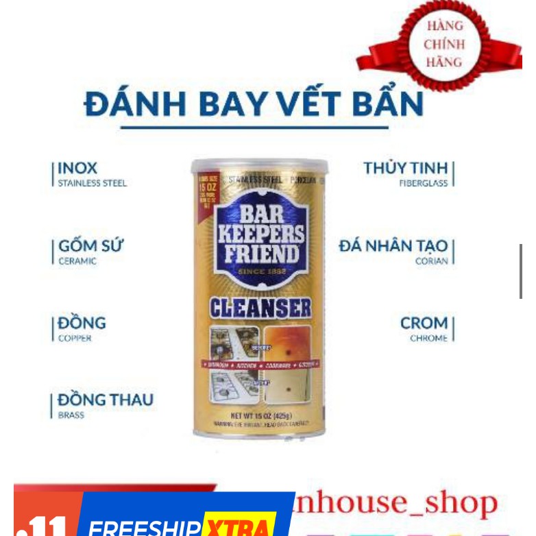 Bột bar keepers friend làm sạch đa năng, tẩy sạch cặn canxi vách kính ( BKF )