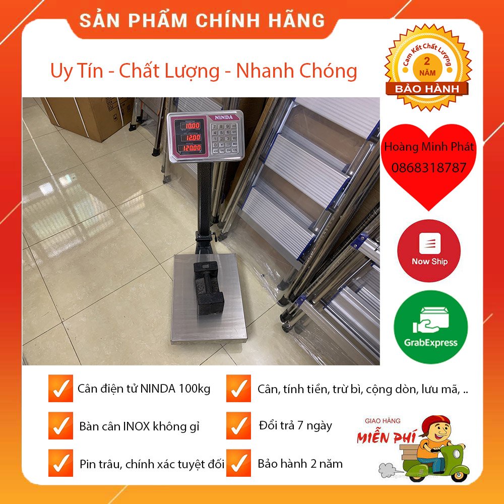 CÂN 100kg NINDA NHẬT BẢN. BÀN CÂN INOX KHÔNG GỈ, CÂN DÙNG CHO GIA ĐÌNH, NHÀ HÀNG, CÔNG XƯỞNG, NHÀ MÁY CHẾ BIẾN