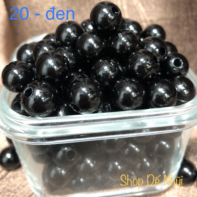 30 Hạt Trai Nhựa 12mm (Nhóm Màu Trắng - Nâu - Đen - Xám)