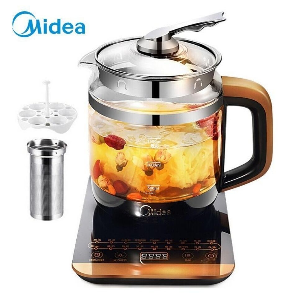 Nồi gia dụng sức khỏe Midea 1.5L lít tự động đa chức năng Ấm trà điện thủy tinh dày và sắc chính hãng