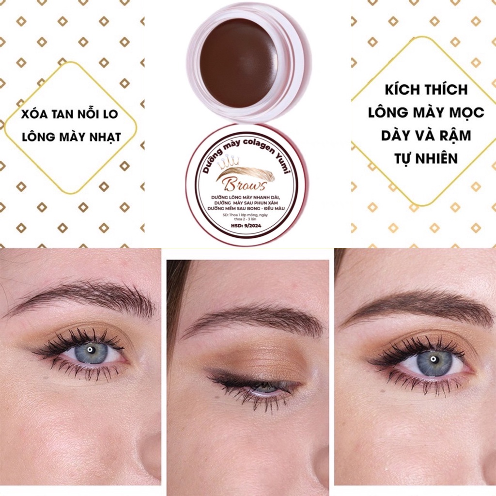 Dưỡng Mày Colagen Yumi,Dưỡng Lông Mày Tự Nhiên Dày Rậm Đen,Dưỡng Mày Sau Phun Xăm
