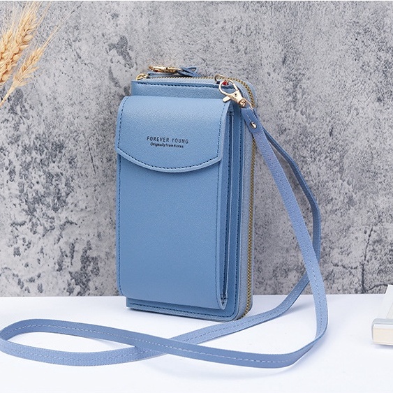 Túi Đeo Vai / Xách Tay Màu Trơn Có Dây Kéo Sức Chứa Lớn Đựng Điện Thoại Cho Nữ