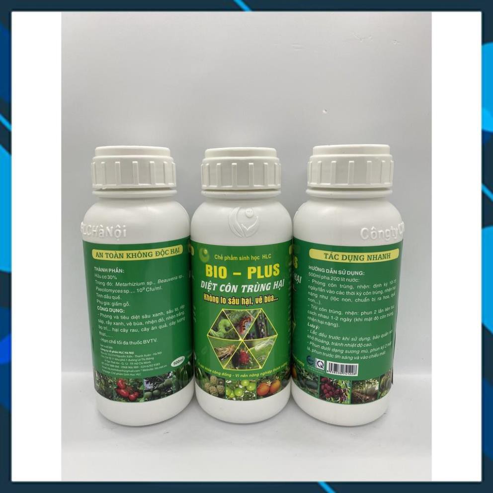 CHẾ PHẨM TRỪ SÂU SINH HỌC BIO PLUS HLC CHUYÊN DIỆT CÁC LOẠI SÂU VẼ BÙA, NHỆN ĐỎ, TRĨ, RẦY, RỆP,... CHO CÂY TRỒNG - 500ML