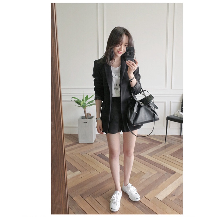 Áo khoác blazer XINLANYASHE mỏng nhẹ màu trơn tay dài kiểu Hàn Quốc cho nữ áo khoác