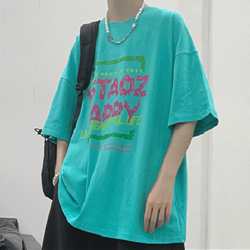 Áo Thun Nam Cổ Tròn Dáng Rộng In Chữ Thời Trang Hàn Quốc Size S-8XL