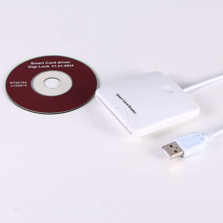 White  ABS USB Contact Smart Chip Card IC Cards Reader With SIM Slot