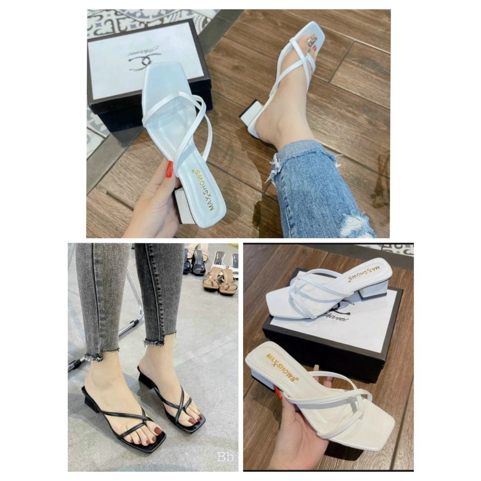 [RẺ VÔ ĐỊCH] DÉP GUỐC NỮ CAO GÓT XỎ NGÓN DÂY CHÉO ĐẾ VUÔNG 3P HOTTREND