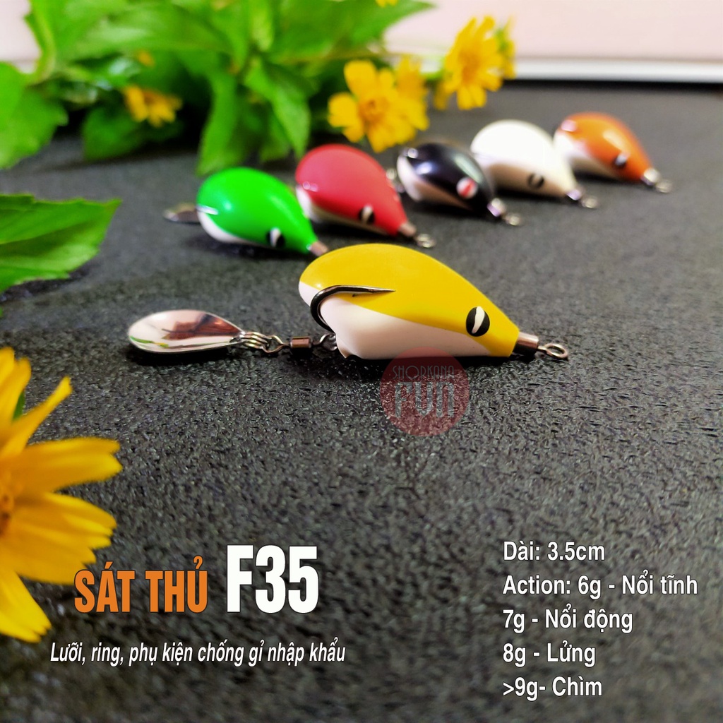 Mồi giả nhái hơi F35 mini, dài 3.5cm, siêu nhạy cá (Trị từ bú bình tới Hugo)