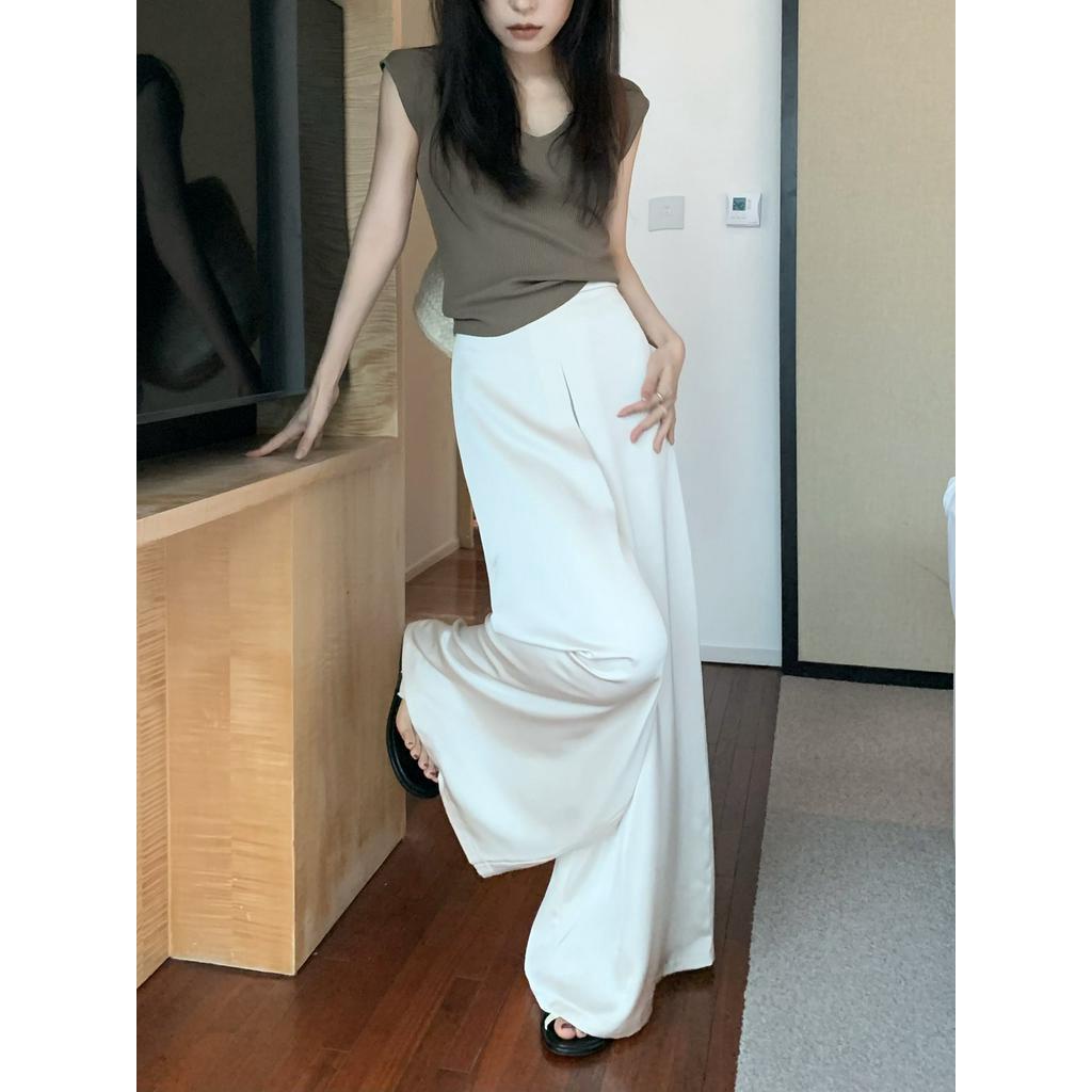 Quần Dài Ống Rộng Lưng Cao Màu Sắc Đơn Giản 63805