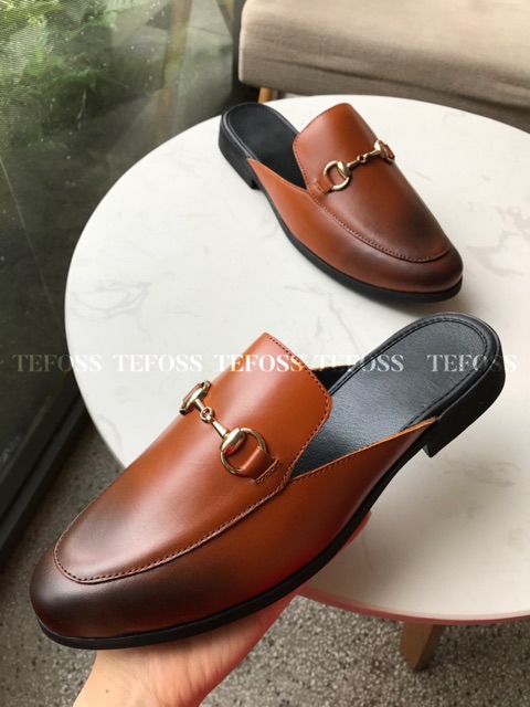 Giày sục nam da bò thật TEFOSS HT01 đen/nâu size 35-45 trẻ trung và sành điệu