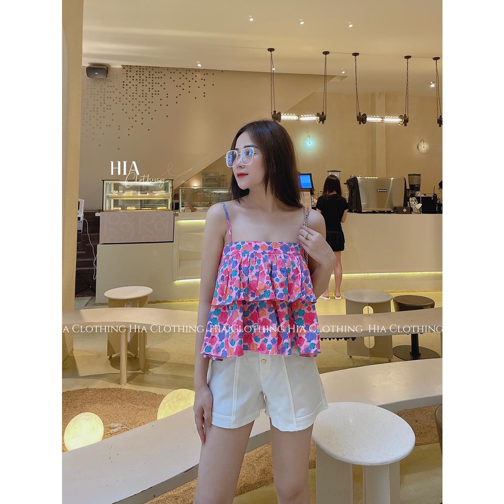 Áo Hoa 2 dây xếp ly đẹp hàng thiết kế A611 | Chất Vải Thoáng Mát, Đi Chơi, Đi Sự Kiện HIA Clothing