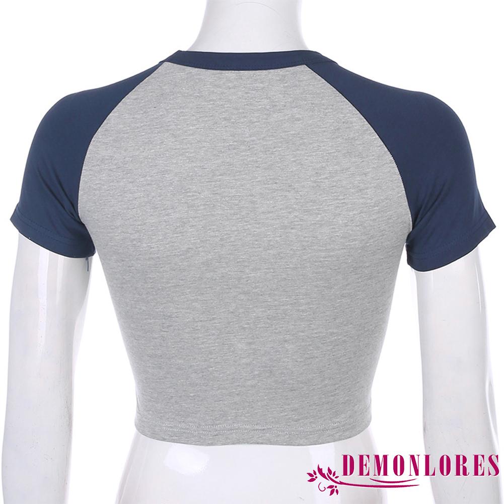 Áo Thun Croptop Tay Ngắn Cổ Tròn In Chữ Thời Trang Mùa Hè Dành Cho Nữ