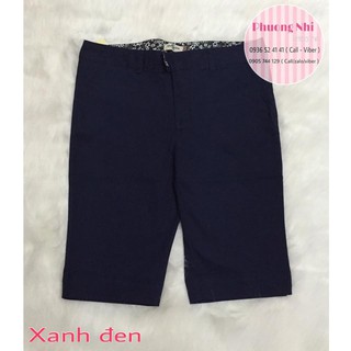 Quần lửng kaki thun màu xanh đen / quần lửng nữ trơn basic