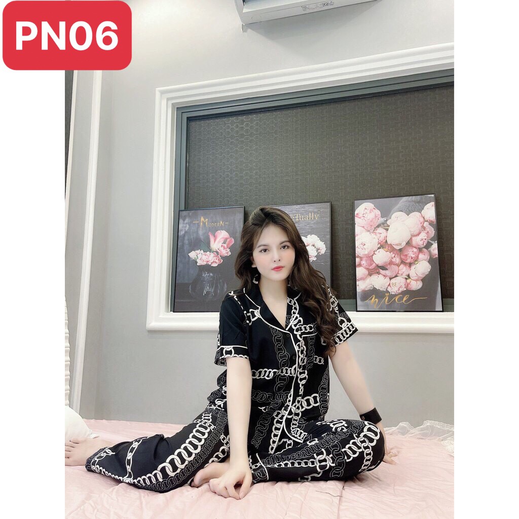 [Siêu Hot] Bộ Đồ Pijama LụaBộ Lụa Cộc Tay Quần Dài Họa Tiết Cao Cấp , Chất Liệu Mát Lịm[HÀNG ĐẸP CHUẨN]