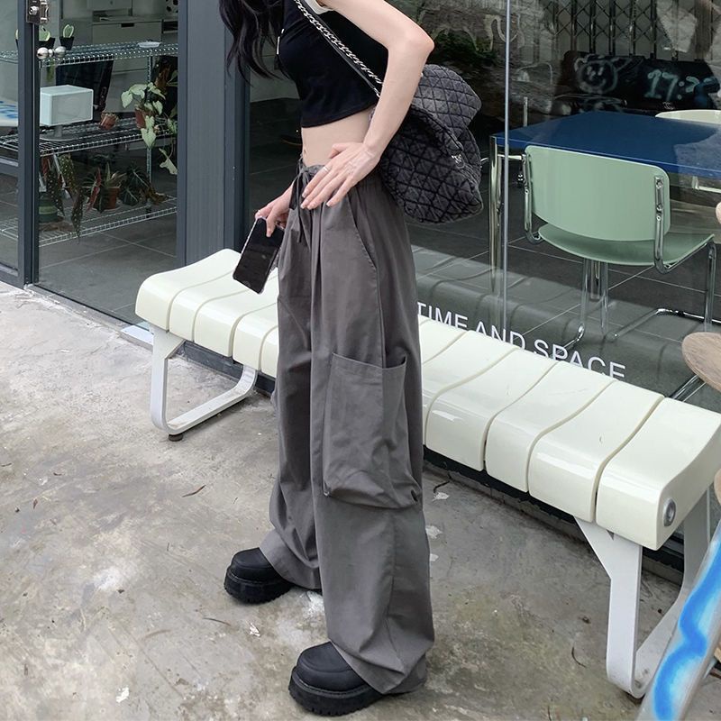 Quần dài COZOK ống rộng lưng cao có túi hợp thời trang