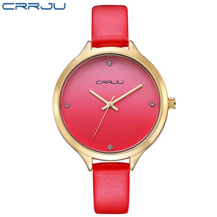 CRRJU Ladies Watch Fashion Đơn giản bằng da không thấm nước 2120L