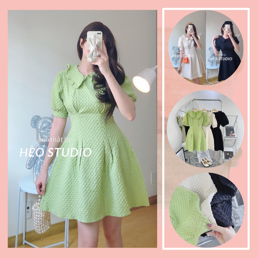 Đầm Xốp Cổ Sen Chiết Eo 3 Màu Hèo Studio (Ảnh Thật + Video)