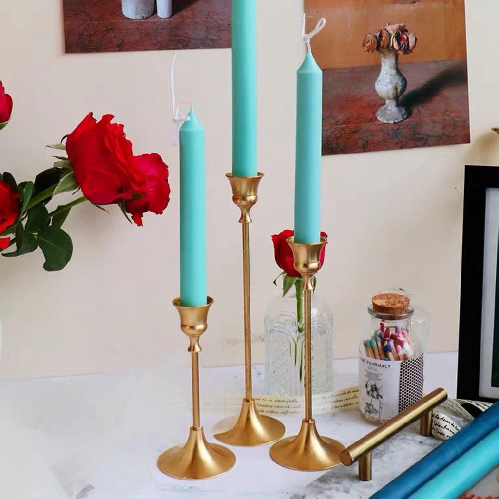 YIYU Giá Đỡ Nến Bằng Kim Loại Thiết Kế Đơn Giản Phong Cách Retro
