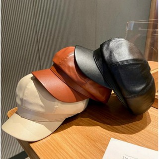 Mũ Beret da PU phong cách Retro