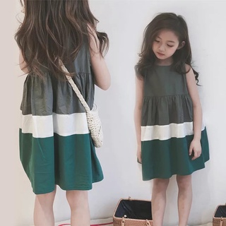 Váy đầm bé gái chất thô kẻ 3 màu