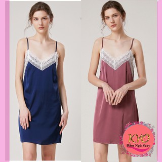 Váy ngủ lụa ren ngực gợi cảm - đầm ngủ sexy ngủ đẹp B70A