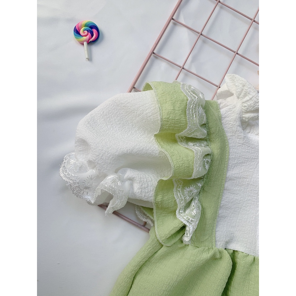 set Body cho bé xanh cốm tặng turban - set body váy bé gái sơ sinh Thời Trang TRẺ EM Hàng Thiết Kế Cao Cấp v77