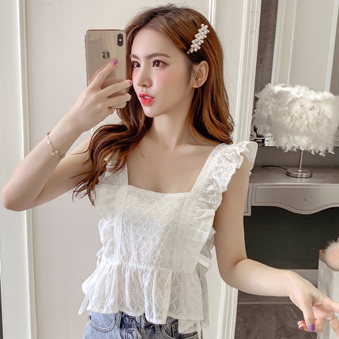 Áo nữ IELGY cộc tay lưng cao dáng ôm phong cách Hàn Quốc