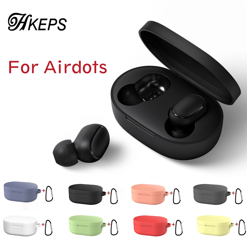 Hộp silicon mềm bảo vệ tai nghe Xiaomi airdots TWS Bluetooth kèm móc treo