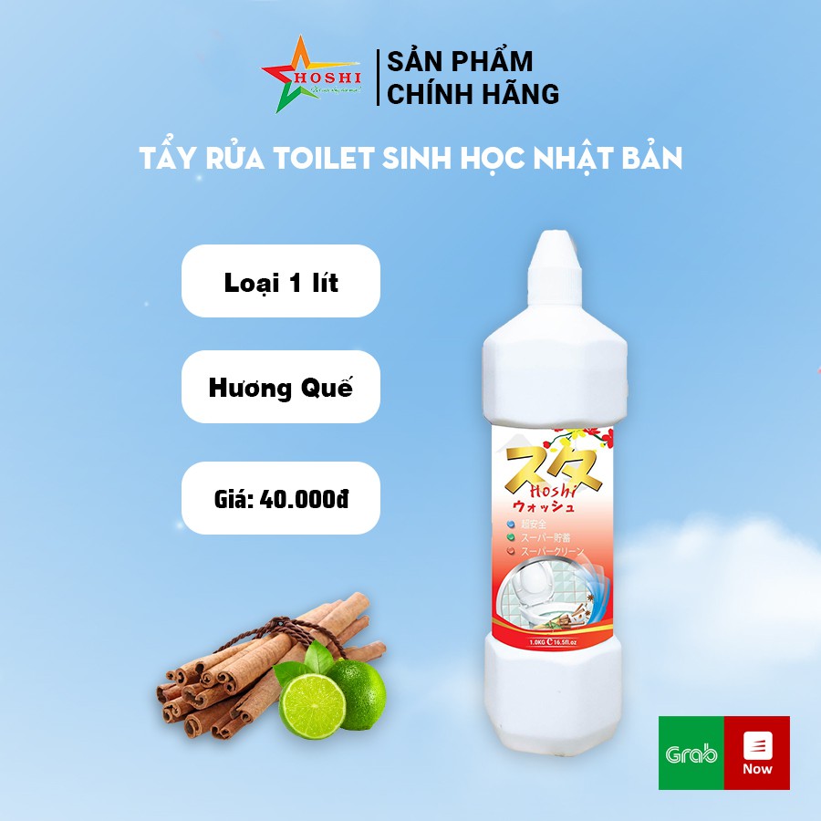 Tẩy rửa toilet đậm đặc HOSHI Nhật Bản loại 1 lít, làm sạch nhà vệ sinh hiệu quả,  sản phẩm sinh học an toàn cho gia đình