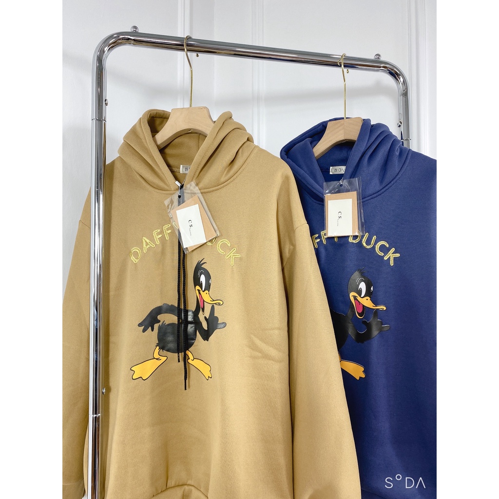 Áo hoodie nữ vịt DAFFY DUCK áo nỉ nữ Lót Lông , thời trang form rộng  nữ phong cách ulzzang hàn quốc