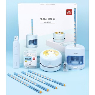 Gọt chì - hút bụi mini - Bút tẩy chì Deli - COMBO quà tặng văn phòng phẩm học sinh hiện đại, tiện dụng