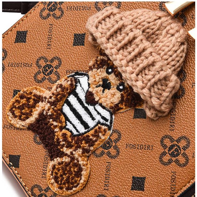 Túi Đeo Chéo Hình Vuông Nhỏ Họa Tiết Gấu Hoạt Hình Màu Tương Phản Thời Trang 2022 Cho Nữ