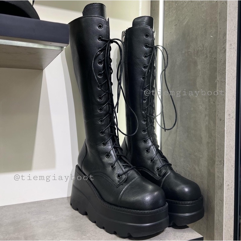 Giày Boot Gối Nữ Chiến Binh Đế Độn 10cm CC202, Giày Bốt Nữ Chiến Binh Đế Độn - Tiệm Giày Boot