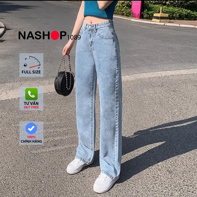 Quần jean bò ống rộng quần jean bò ống suông quần jeans bò nữ lưng cao cạp cao quần bò nữ đẹp hot năm 2021 QT25 - Hàng n