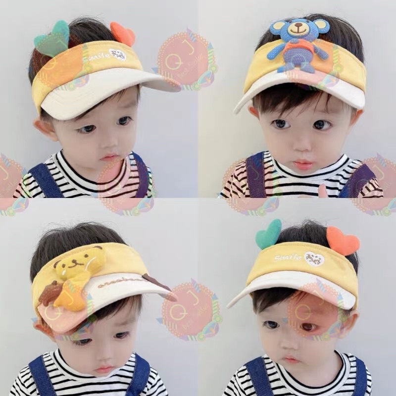 Mũ lưỡi trai hở chóp cho bé trai bé gái hoạ tiết thêu gấu , phù hợp 6 tháng - 4 tuổi