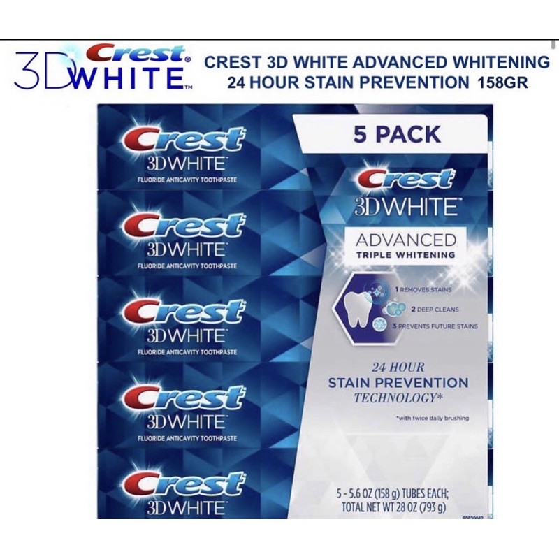 Kem đánh răng Crest 3D White Advanced Triple Whitening