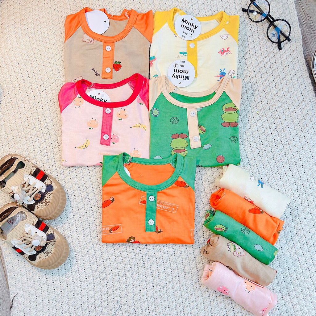 Bộ Cộc Tay Thun Cotton Minky Mon Loại Đẹp Cho Bé