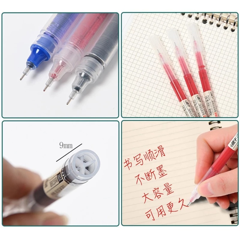 Set 3 Bút Mực Nước 0.5mm Màu Đen / Xanh Dương / Đỏ Dành Cho Văn Phòng / Trường Học