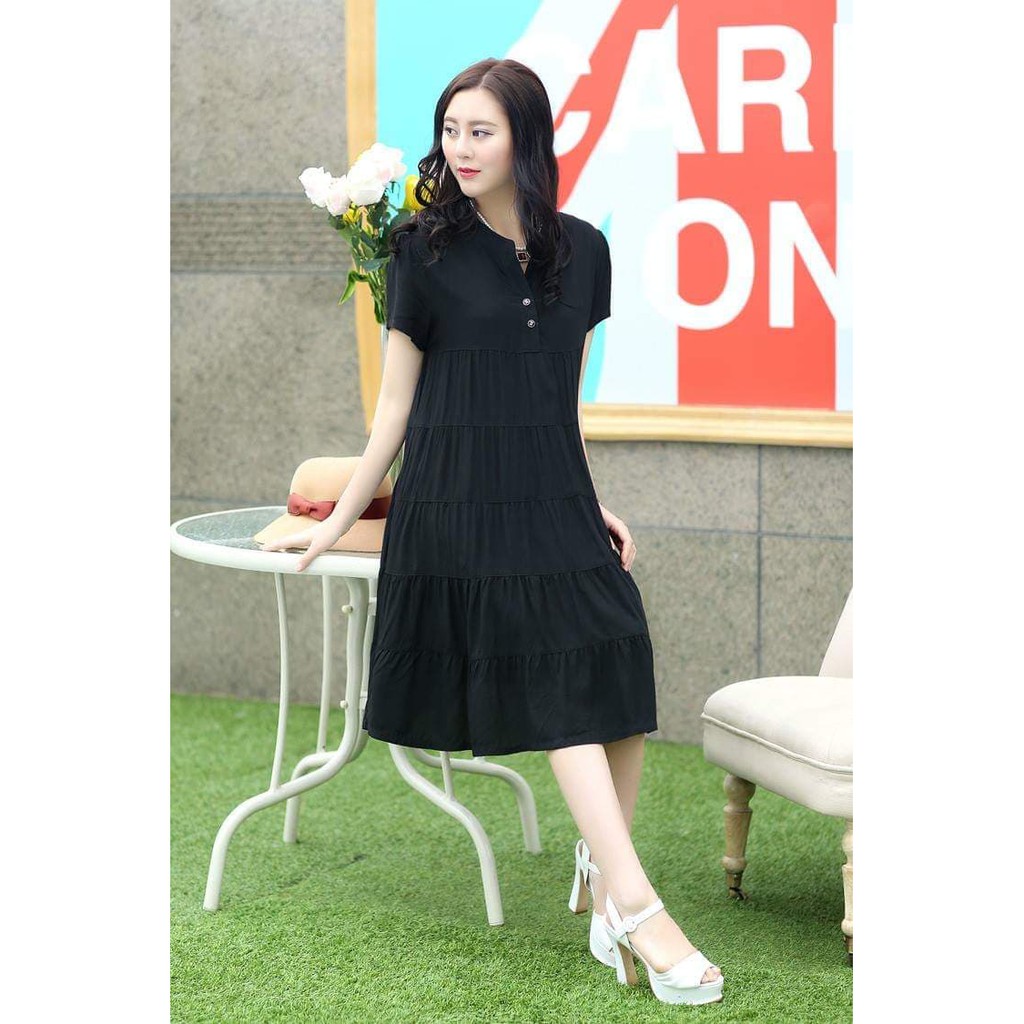 Váy Bầu Đầm Bầu Đũi Lanh Trơn Cực Mát A985