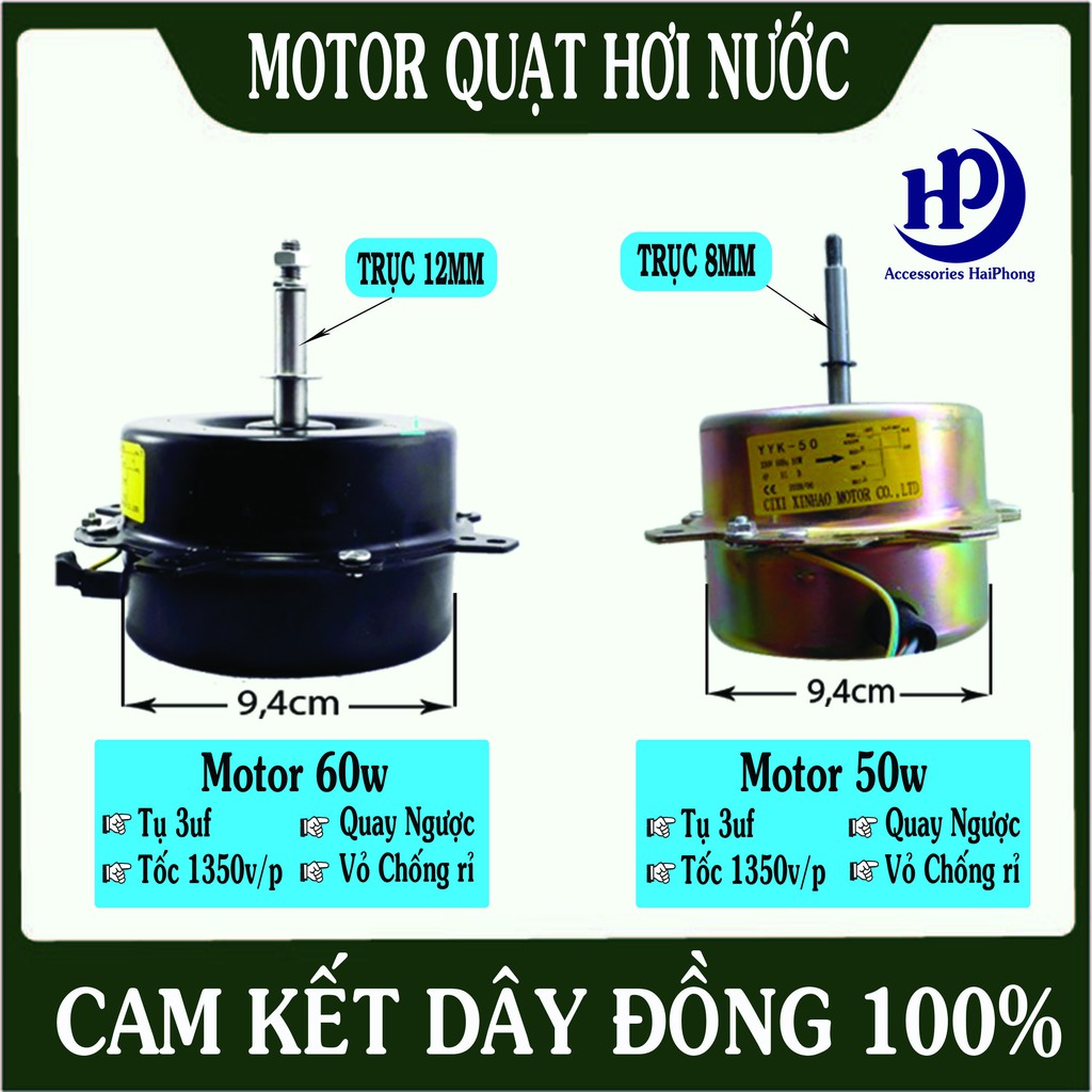 Motor quạt hơi nước 60w, trục 12 ,3 tốc độ,dây đồng 100%