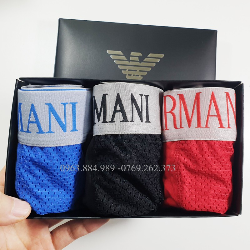 Hộp 3 quần boxer E.02 chất thun thông hơi co dãn tốt nhiều màu cạp cao, lưng bạc - Ảnh, video shop làm