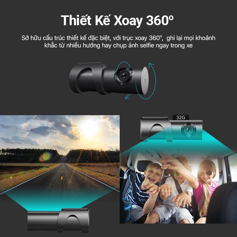 Camera hành trình ô tô  DDPAI Dash Cam Mini3 2K 1600P điều khiển từ xa thiết kế xoay 360° bản quốc tế