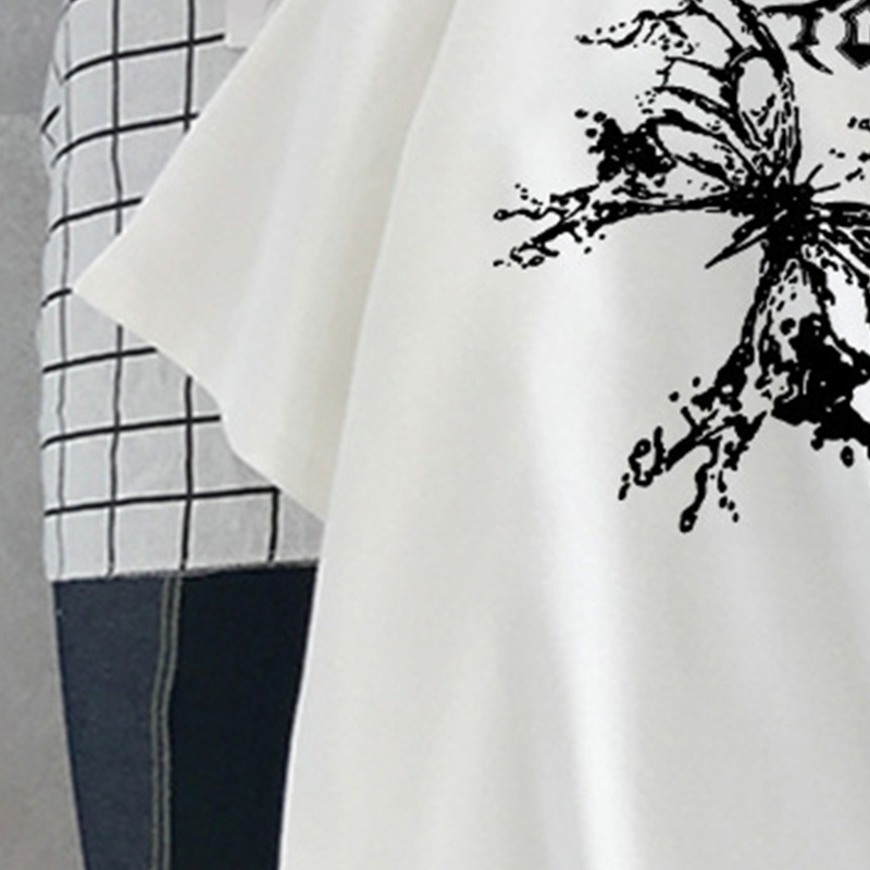 Áo Thun Nữ Tay Ngắn In Chữ Và Bướm Phong Cách Gothic