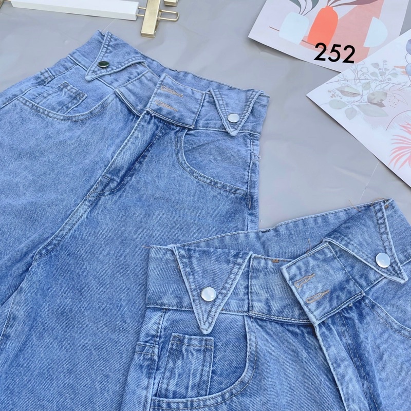 Quần jean ngố nữ lưng cao kiểu tam giác MS 252